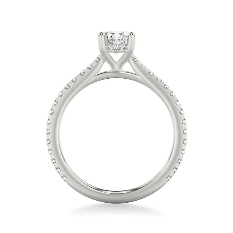 Side View Of Oval Diamond Accented Bridge Band Setting.