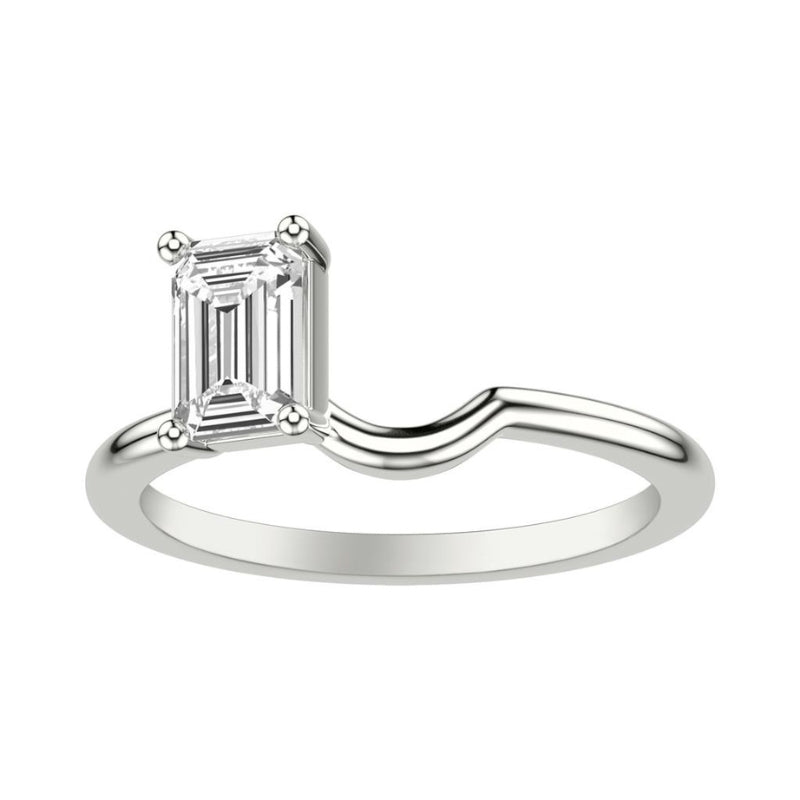 Front view Of Emerald Lab Grown Diamond Toi Et Moi Ring Enhancer Ring.