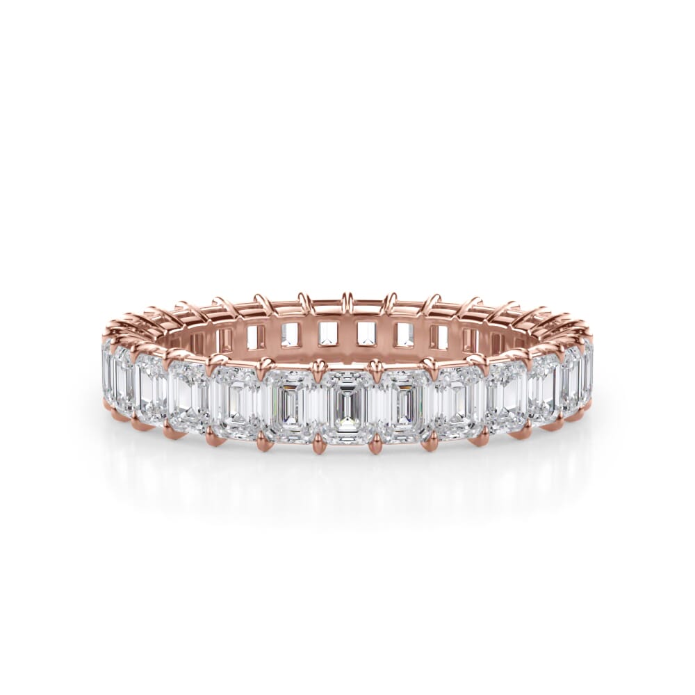 Gallery Set Emerald Cut Diamond Eternity Band in Rose Gold