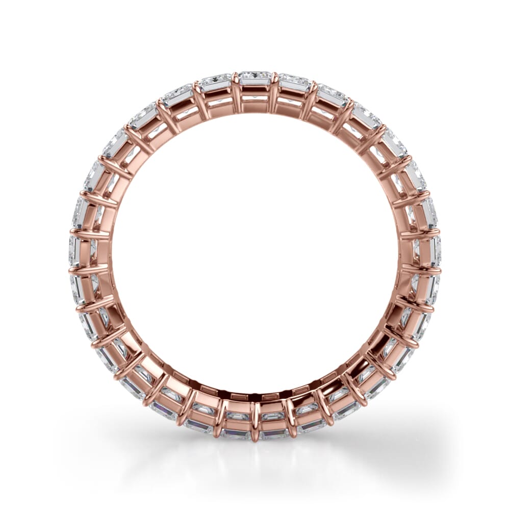 Gallery Set Emerald Cut Diamond Eternity Band in Rose Gold