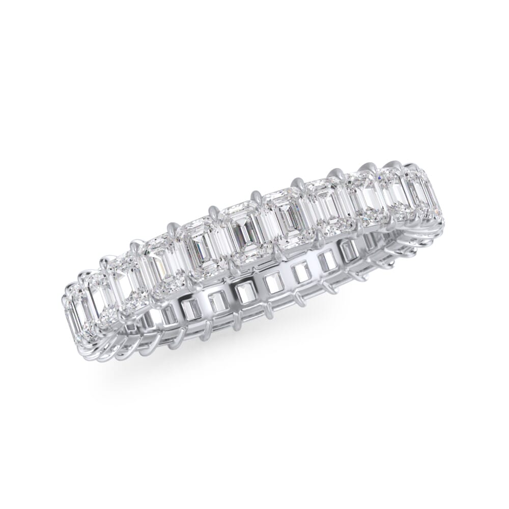 Gallery Set Emerald Cut Diamond Eternity Band in White Gold