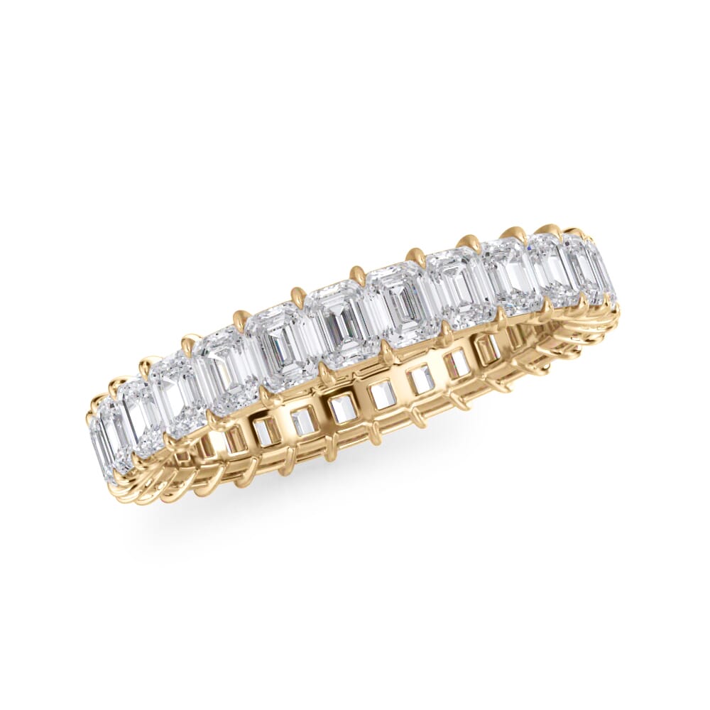 Gallery Set Emerald Cut Diamond Eternity Band in Yellow Gold