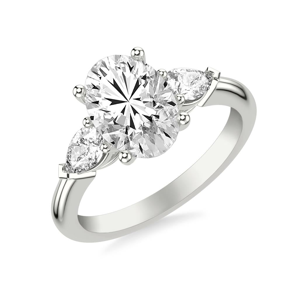 Luxe Diamond Three-Stone Engagement Ring with 1/2 CTW Pear Sides
