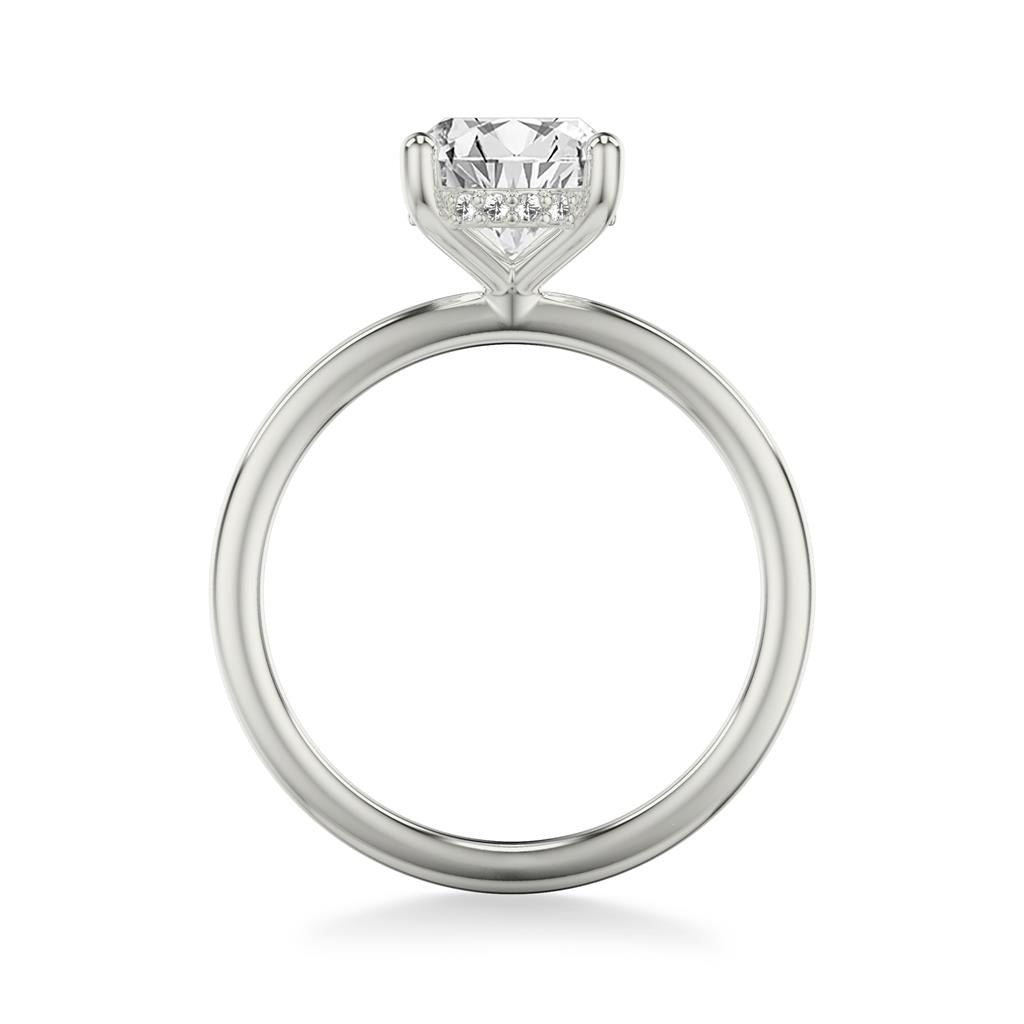Side view Solitaire Diamond Halo Setting