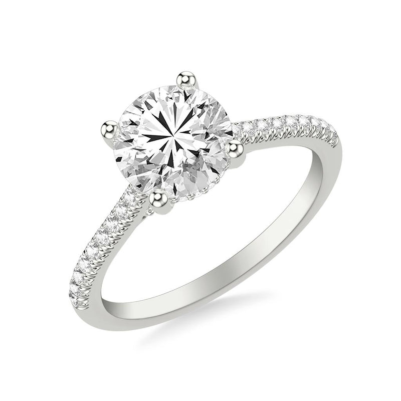 4 Prong Cathedral Hidden Halo and Diamond Bridge Setting