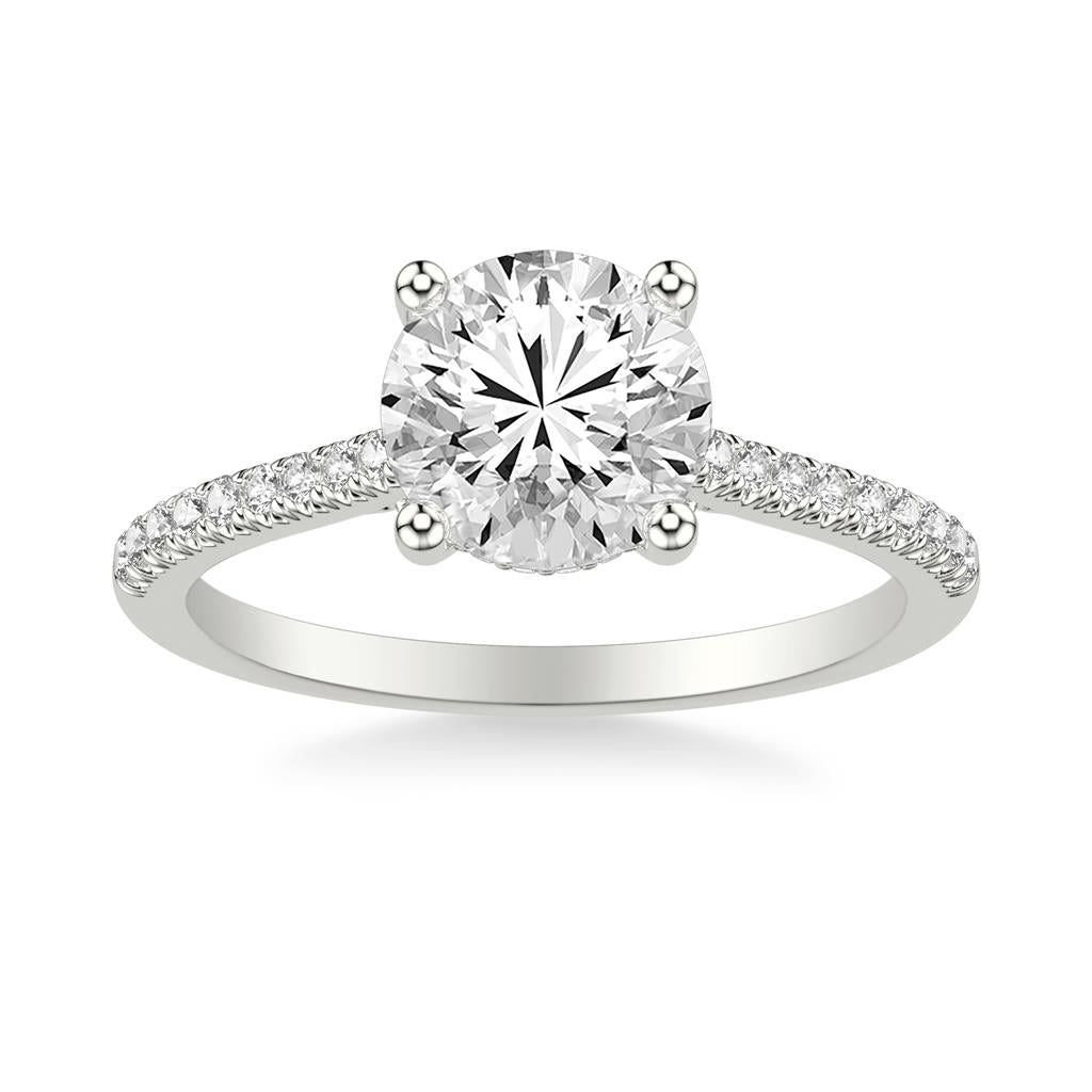 4 Prong Cathedral Hidden Halo and Diamond Bridge Setting