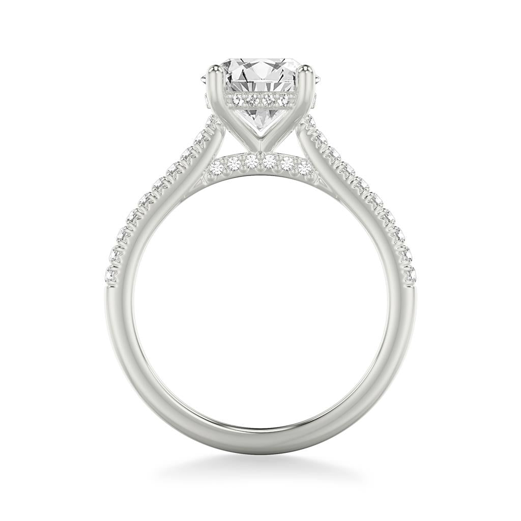 4 Prong Cathedral Hidden Halo and Diamond Bridge Setting