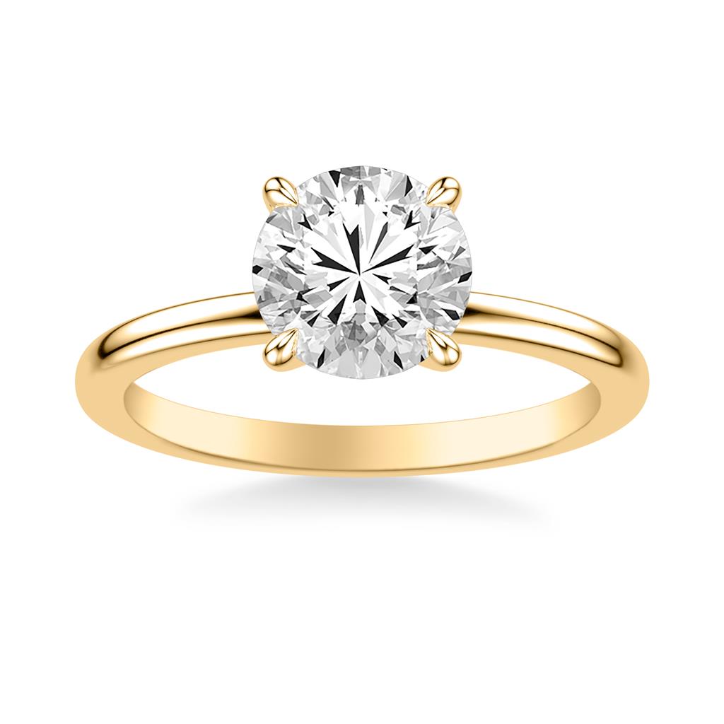Four Prong Solitaire Engagement Ring Setting Yellow Gold