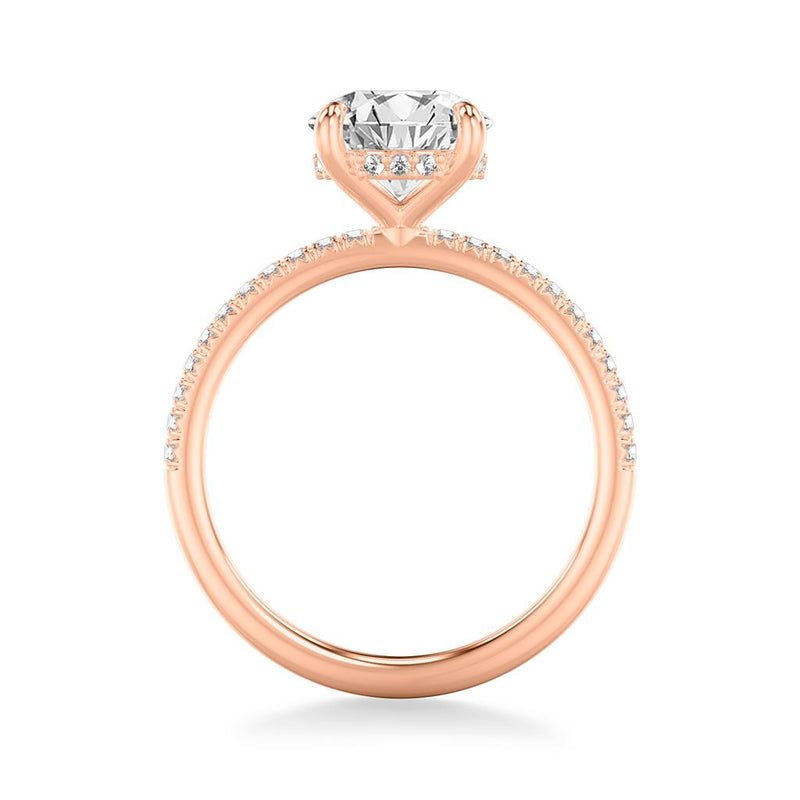 Rose Gold Diamond Hidden Halo and Shank Setting