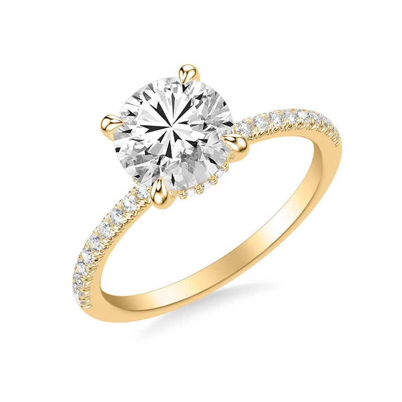 Yellow Gold Diamond Hidden Halo and Shank Setting