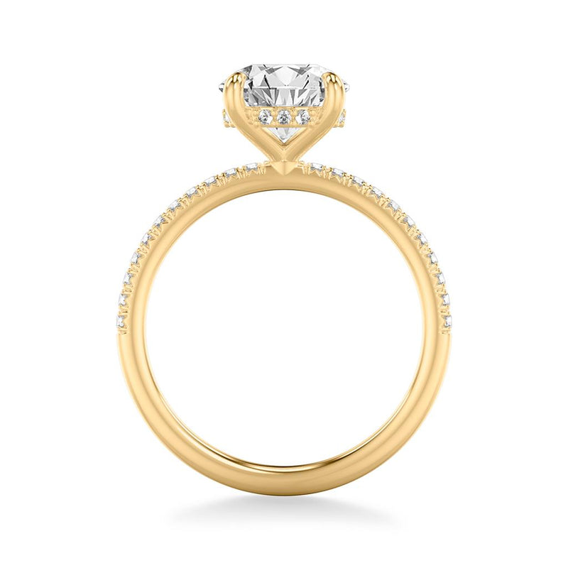 Yellow Gold Diamond Hidden Halo and Shank Setting