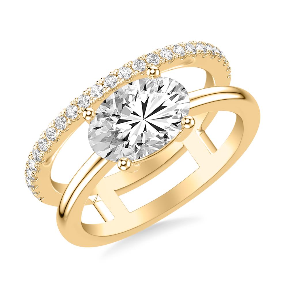 Angle view of Double Row East-West Engagement Ring