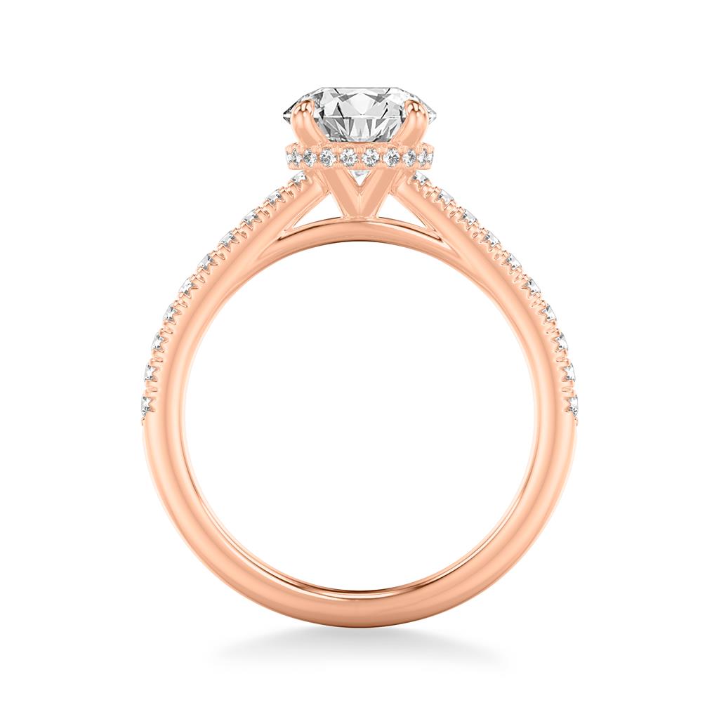Rose Gold Diamond Engagement Ring with Floating Hidden Halo and Diamond Shank