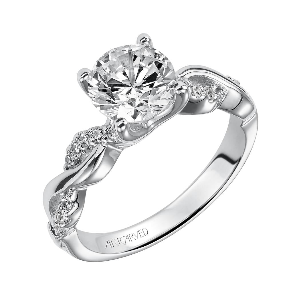 Side Curved View of Contemporary Twist Diamond Engagement Ring 31-V319-E