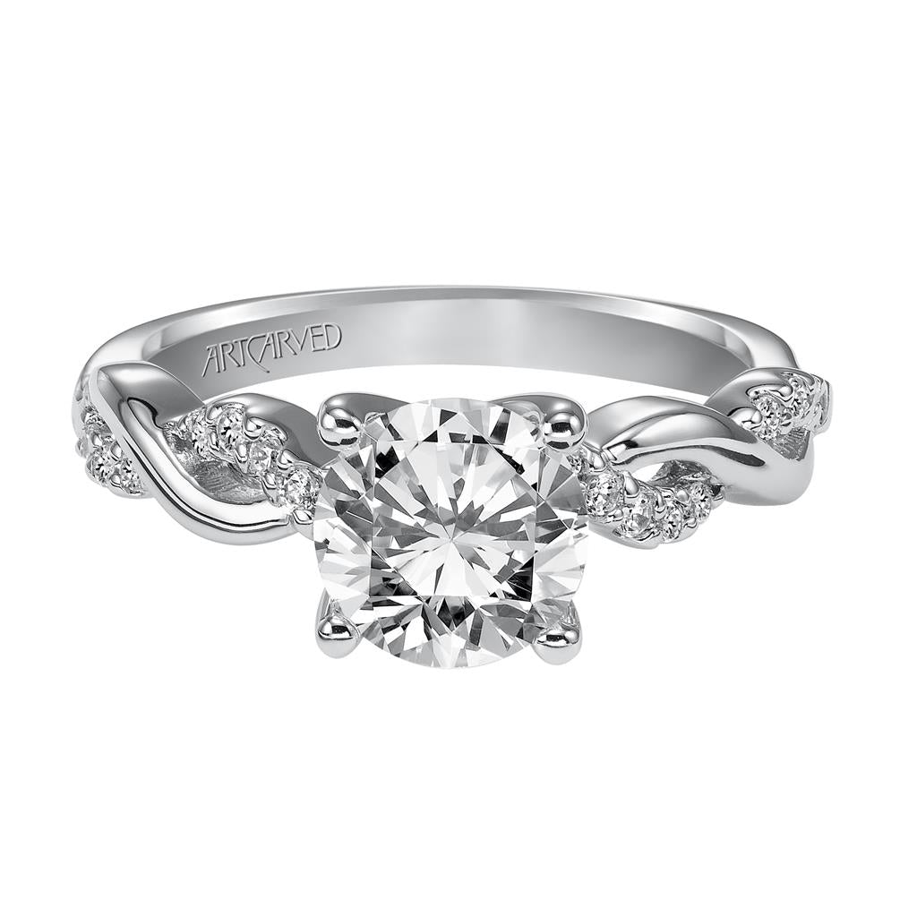 Front View of Contemporary Twist Diamond Engagement Ring 31-V319-E