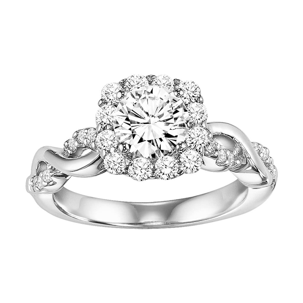 Front View of Contemporary Twist Halo Engagement Ring 31-V320-E