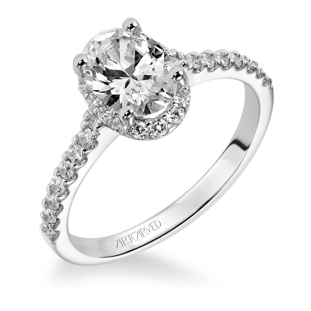 Front Side View of Classic Halo Engagement Ring 31-V323-E