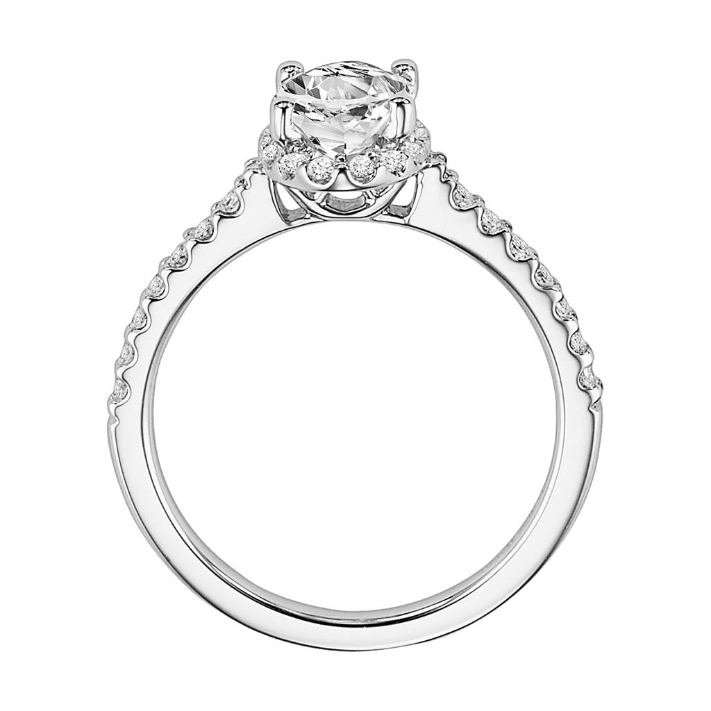 Side View of Classic Halo Engagement Ring 31-V323-E
