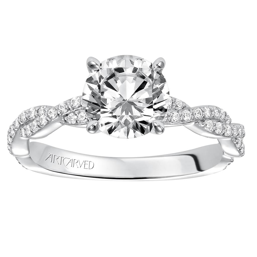 Front Curved View of Contemporary Twist Engagement Ring 31-V575-E