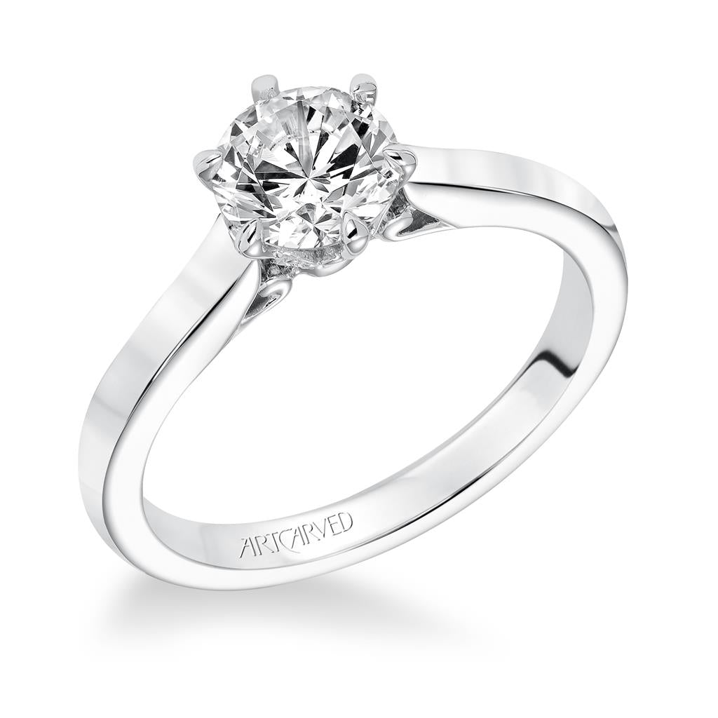 Front View OF Classic Solitaire Engagement Ring.