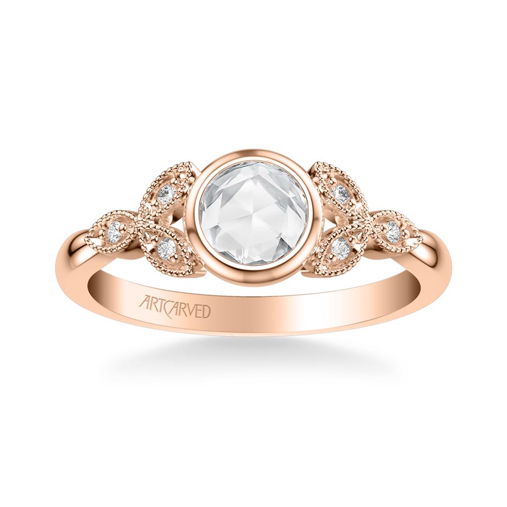 Front View of Contemporary Rosecut Engagement Ring 31-V977-E