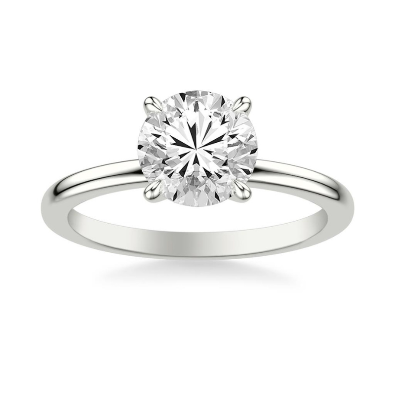 Front View Of Round Classic Solitaire Engagement Ring.
