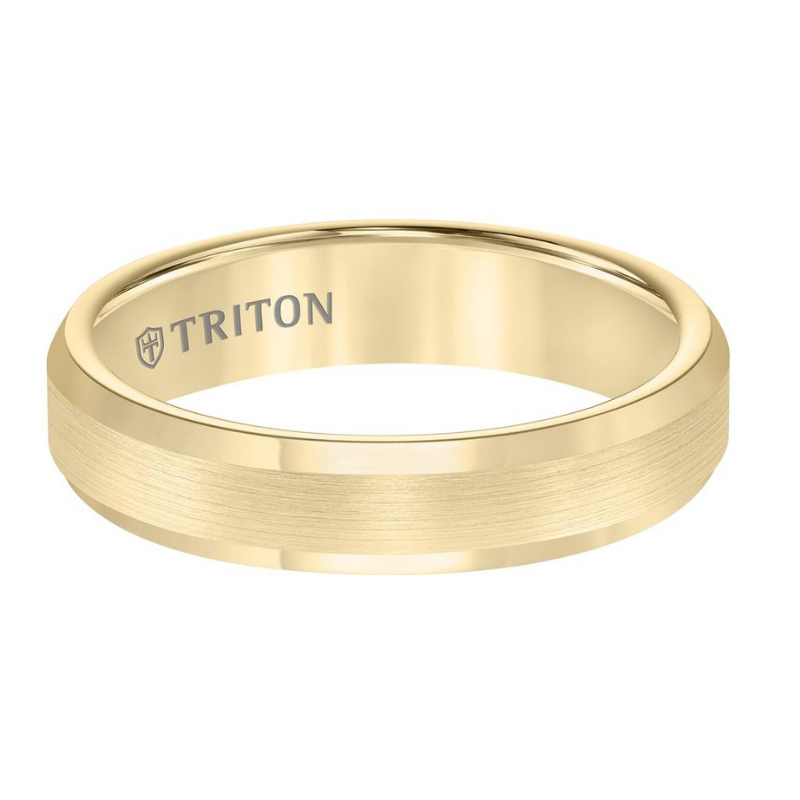 Front View Of Bevel Edge Bright Finish Classic Wedding Band.