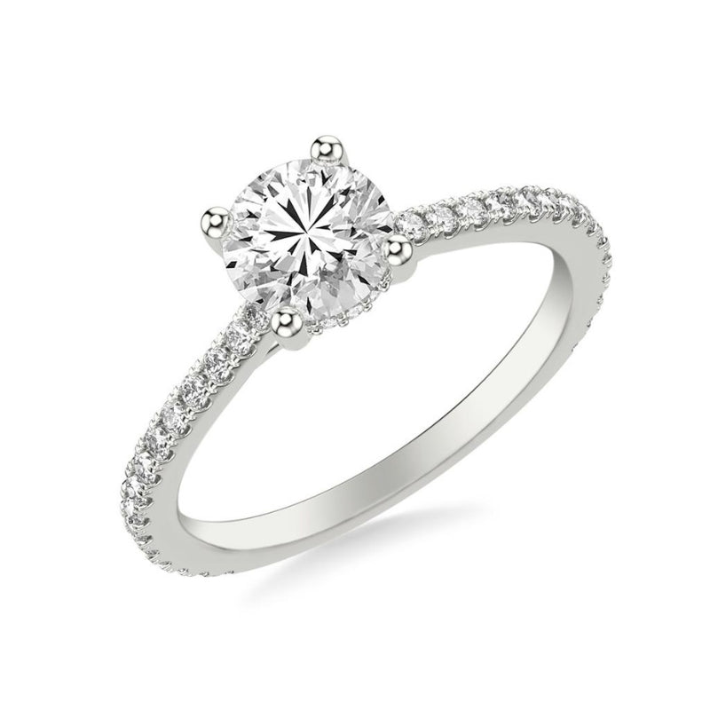 Tilted View Of Round Diamond Accented Bridge Band Setting.