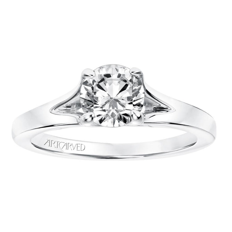 Front View Of Classic Solitaire Engagement Ring.