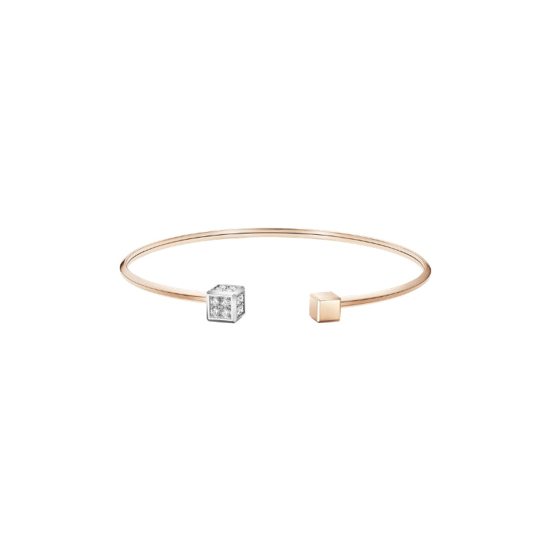 Upper View Of Chopard Ice Cube Be Cube Choker, ethical rose and white gold, diamonds.