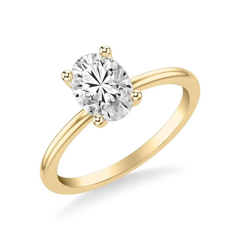 Tilted View Of Oval Classic Solitaire Engagement Ring.
