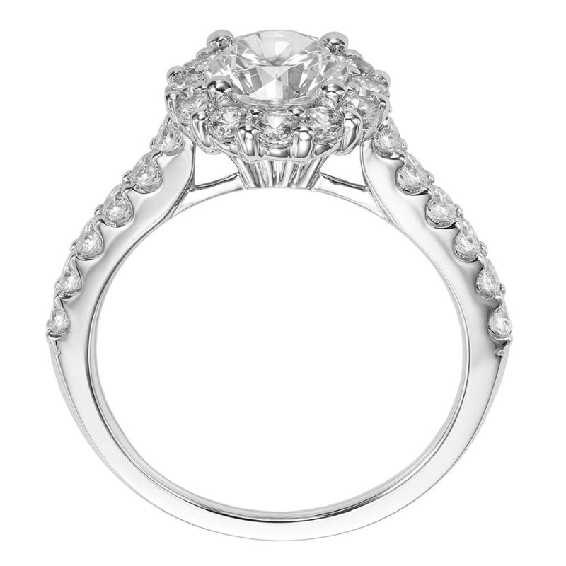 Side VIew Of Classic Halo Engagement Ring.