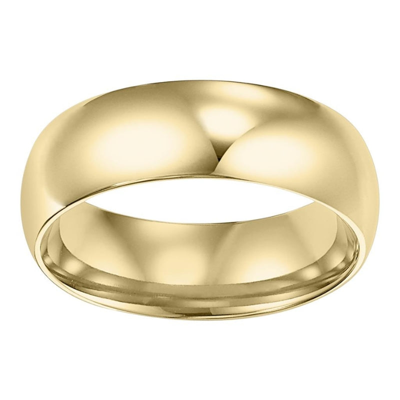 Gold Low Dome Comfort Fit Plain Wedding Band 6MM