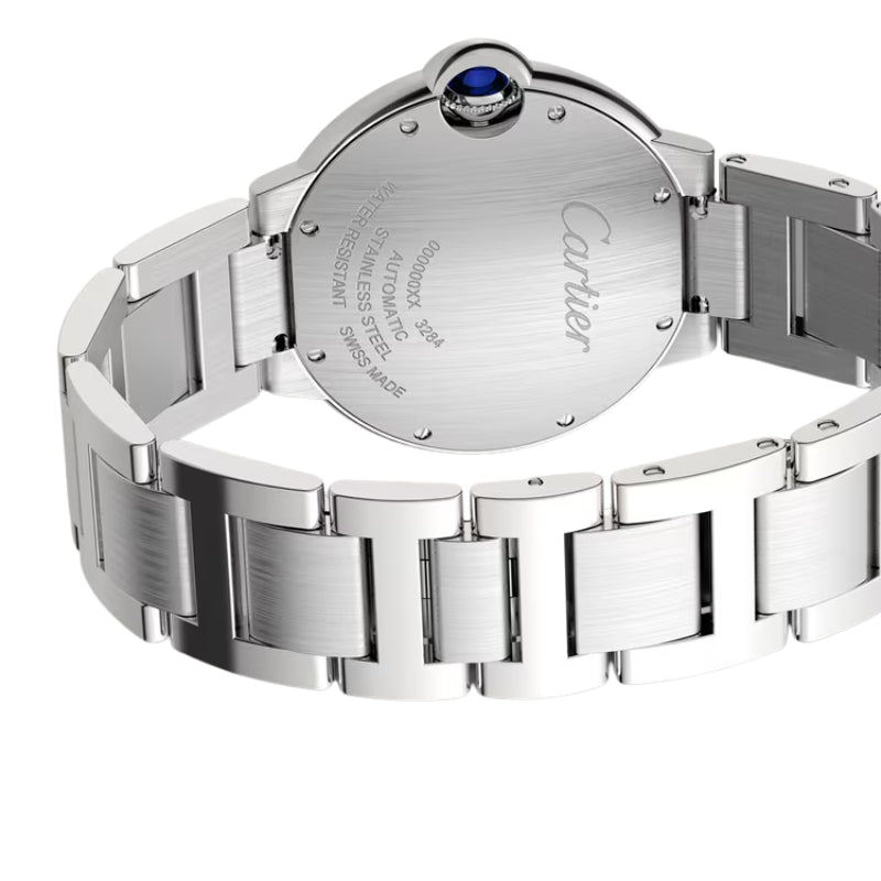 Back view of watch showing engraved brand logo.