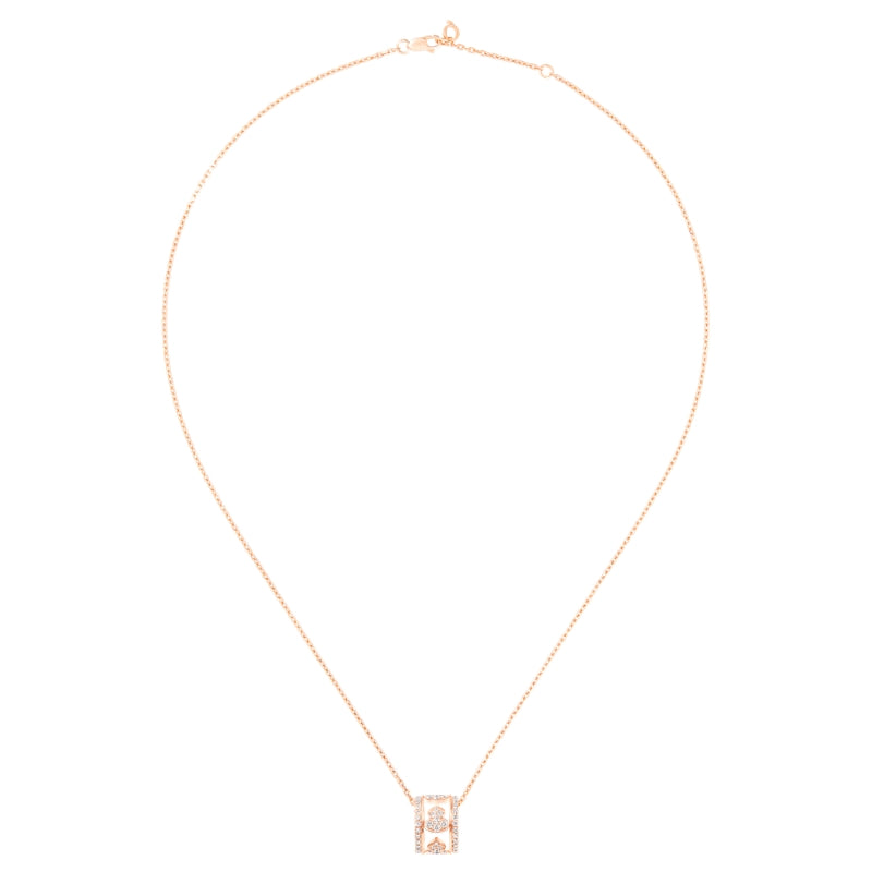 Full View Of  Qeelin Wulu Eternity large necklace 18K rose gold set with diamonds