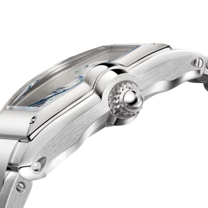 Side View Of Curved Cartier Roadster Watch.