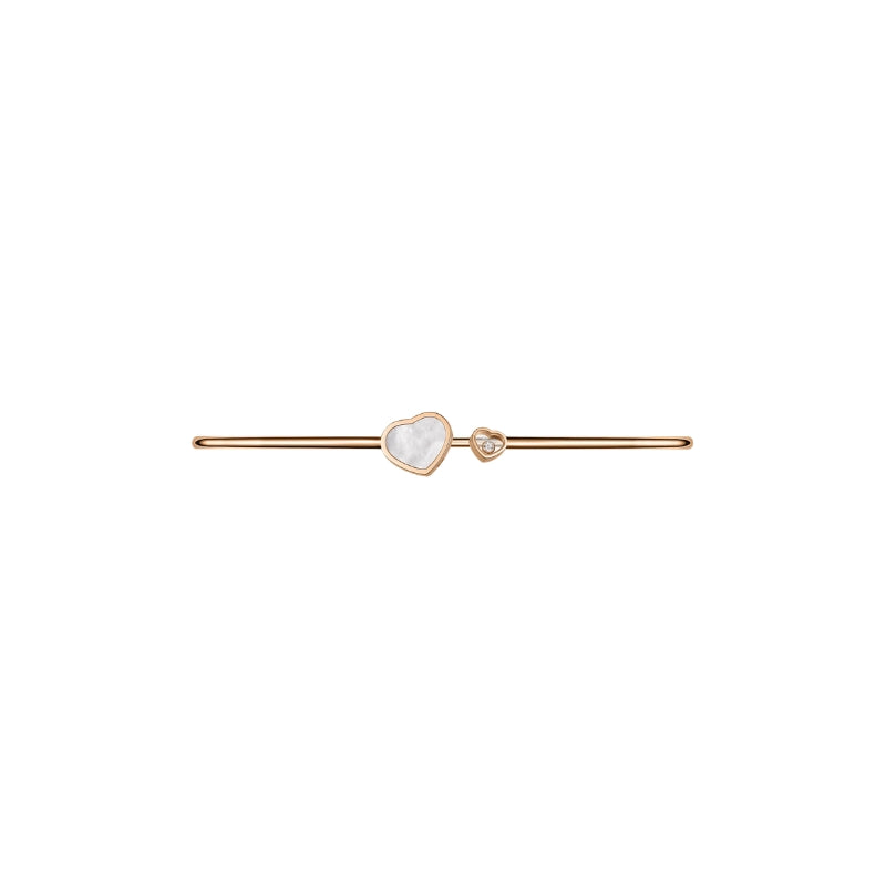 Front View Of Chopard Happy Hearts Choker, ethical rose gold, diamond, mother-of-pearl .