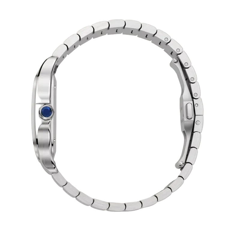 Side angel view of cartier watch with white back ground