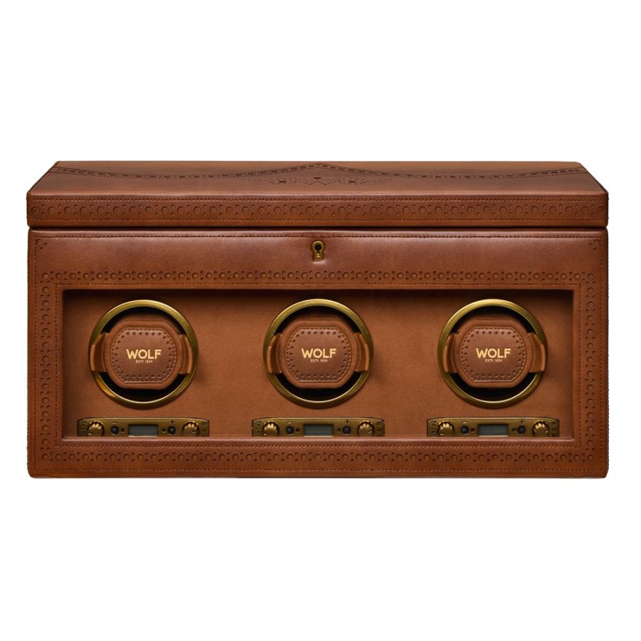 Front view of Wolf 1834 Brogue Triple Winder With Storage 440306