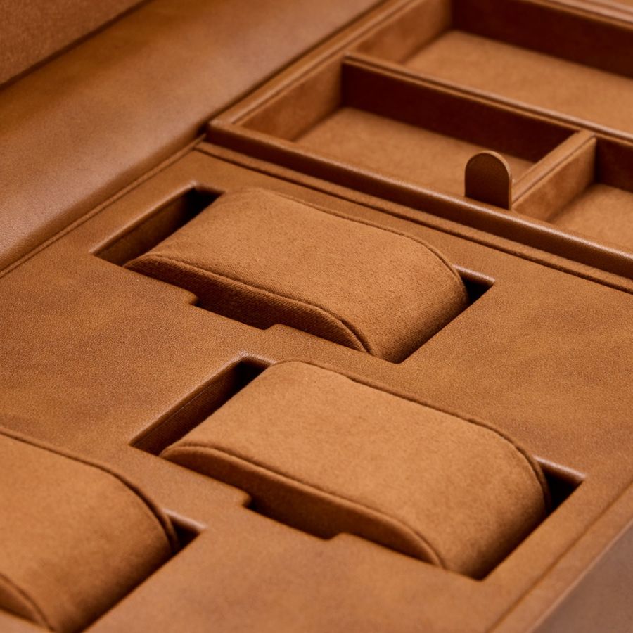 Open view of Wolf 1834 Brogue Triple Winder With Storage 440306