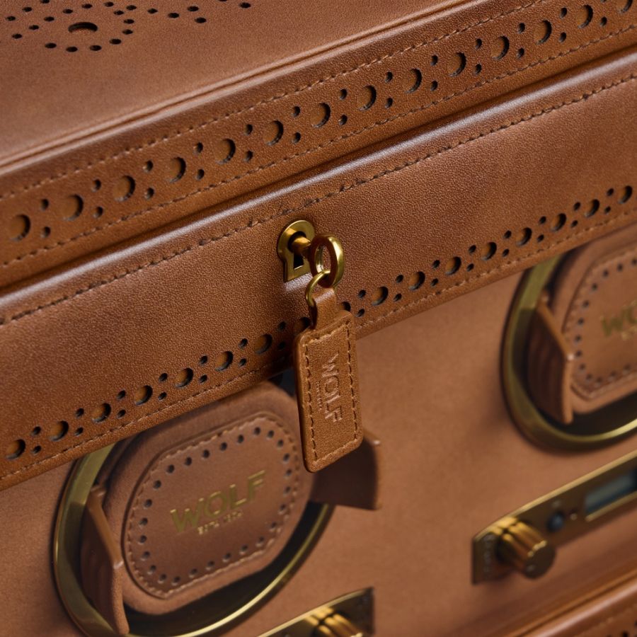 Close up of Wolf 1834 Brogue Triple Winder With Storage 440306