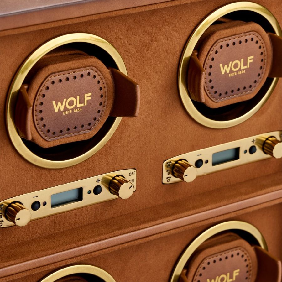 Closer views of Wolf 1834 Brogue 4 Piece Watch Winder 440406