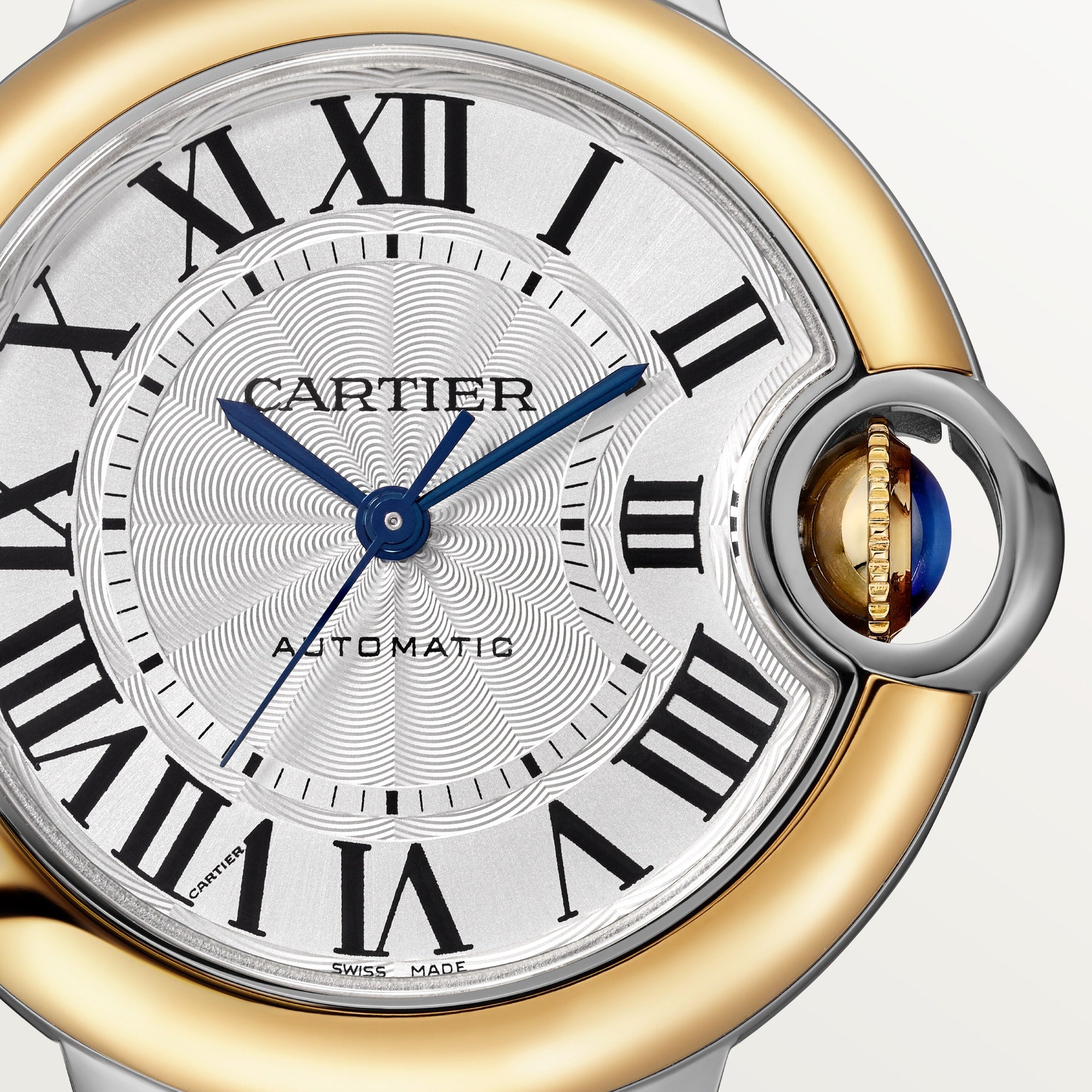 Dial View of Cartier Ballon Bleu Steel & Gold 33mm W2BB0037