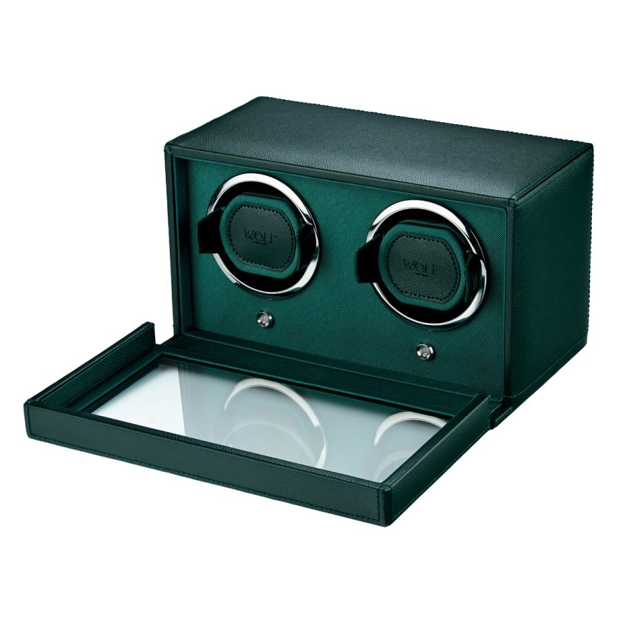 Open View of Wolf 1834 Cub Double Watch Winder with Cover 461241