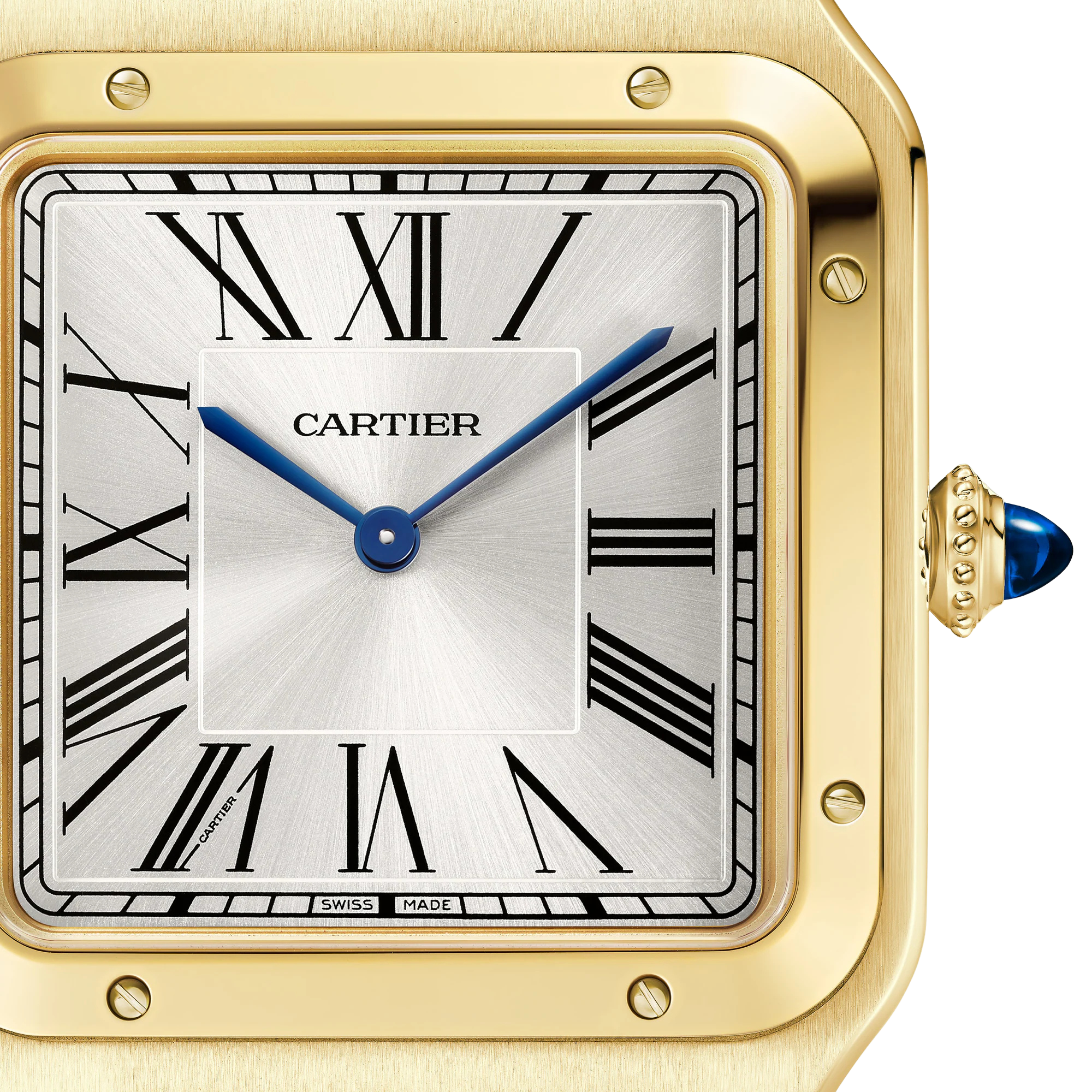 Dial view of Cartier Santos-Dumont Extra Large Model Yellow Gold WGSA0108