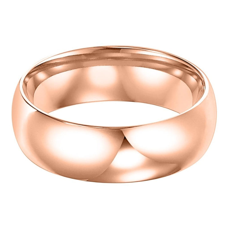 Rose Low Dome Comfort Fit Plain Wedding Band 6MM