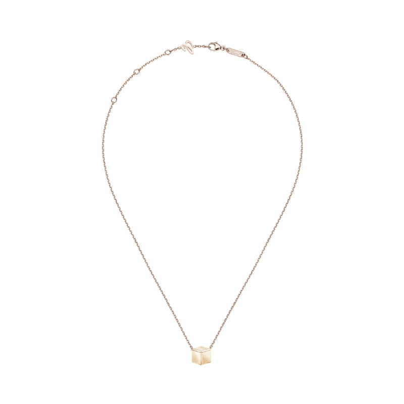 Full View Of Ice Cube Be Cube Pendant, ethical rose gold .