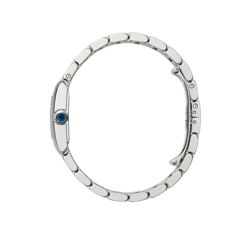 Side view of silver Cartier watch link bracelet.