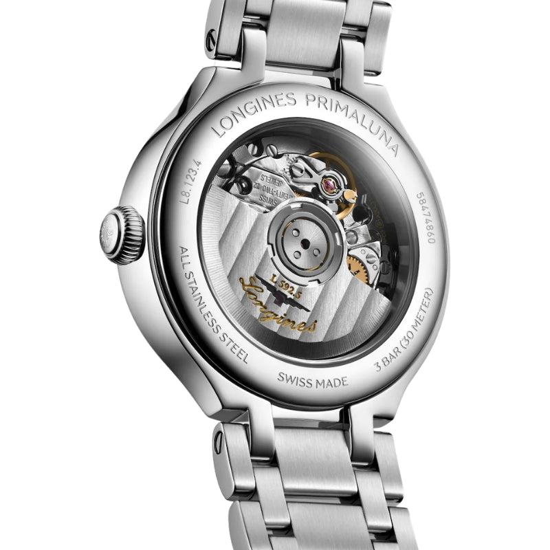 Back View Of Longines PrimaLuna Automatic Steel 30mm L81234876.