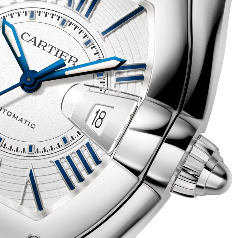 Dial View Of Cartier Roadster Steel Watch.
